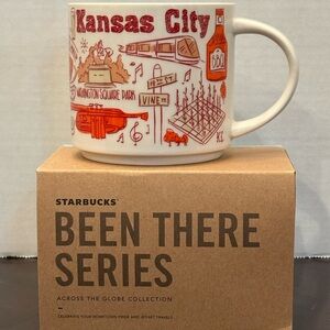 Starbucks Kansas City White Mug with Orange and Red Graphics